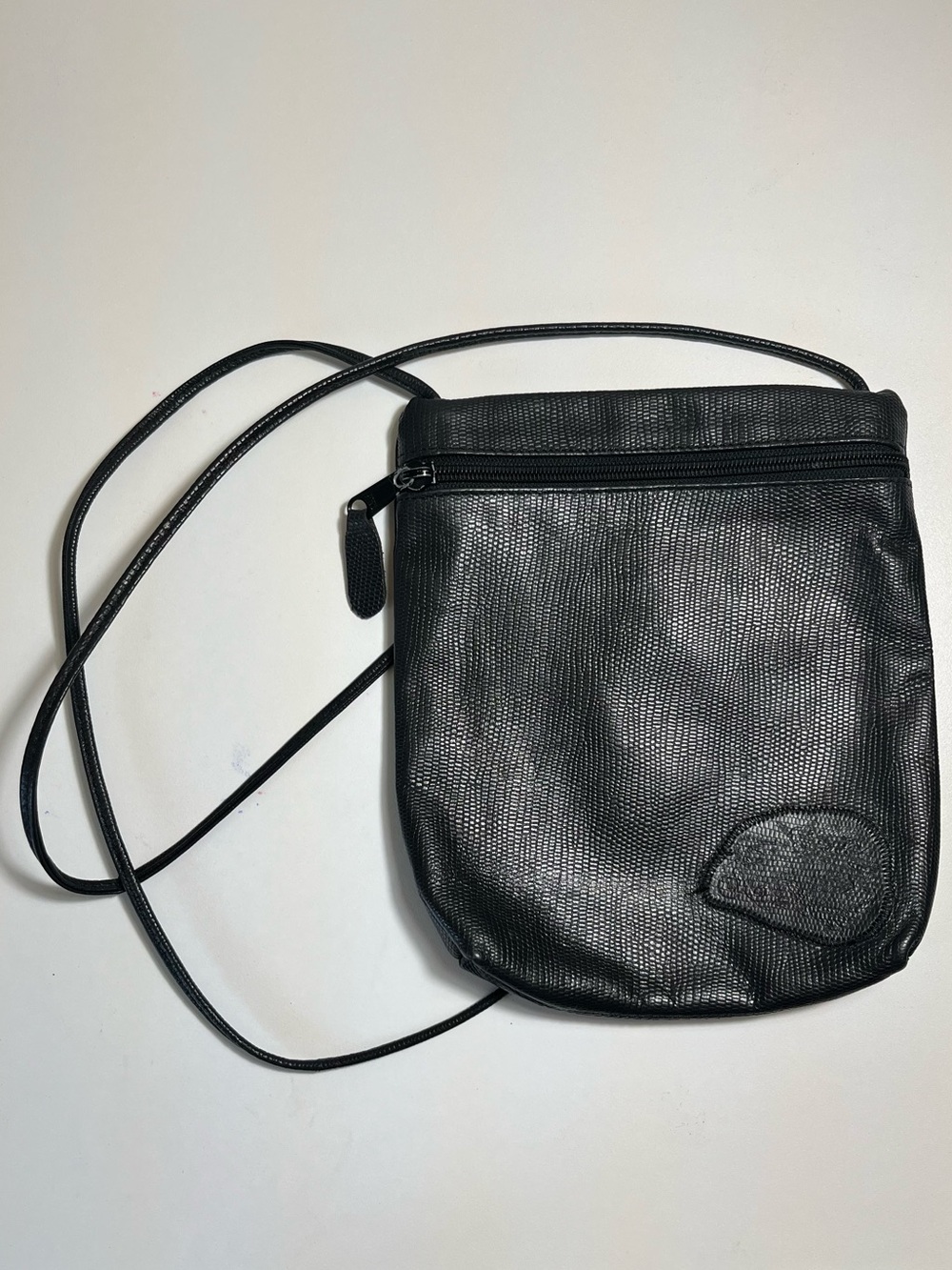 Carlos Falchi Vintage Black Crossbody Shoulder Bag - Minimal Leather